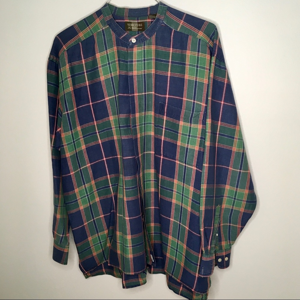 Men’s Grandfather Style Shirt in Plaid